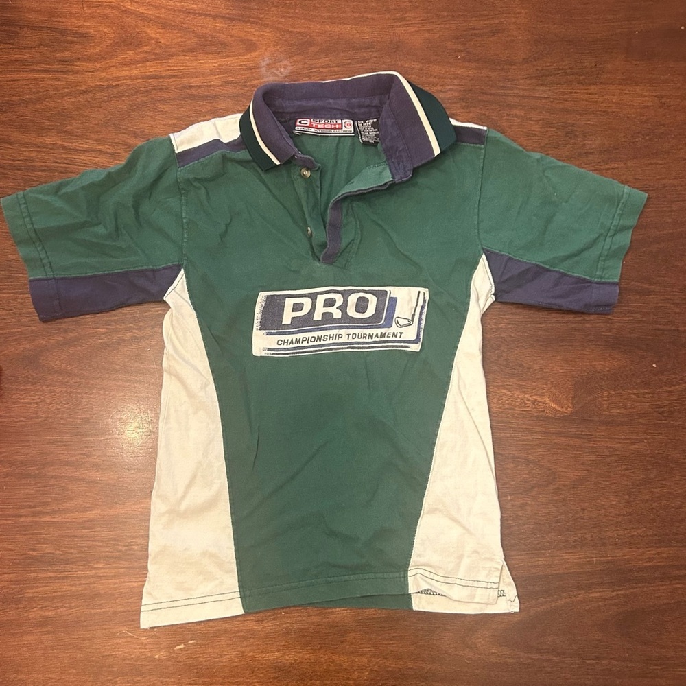 Vintage Kids Green & White Gold Polo Shirt
